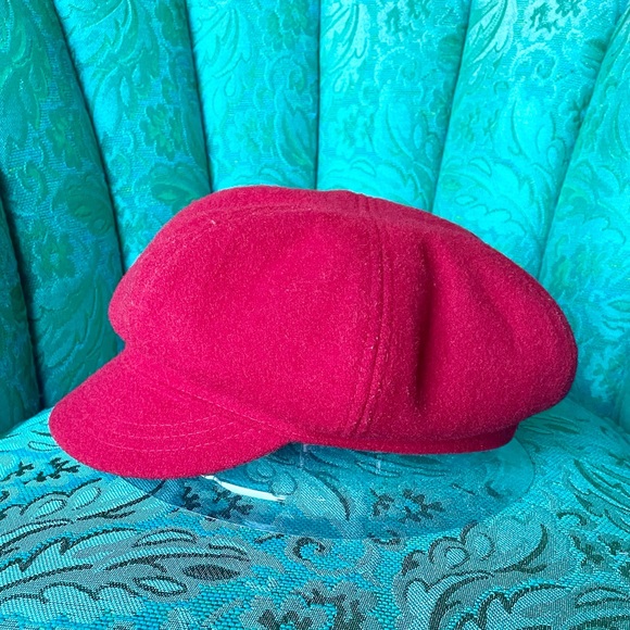 VINTAGE 90's Betmar New York Newsboy Red Wool Hat Unisex - Picture 6 of 9